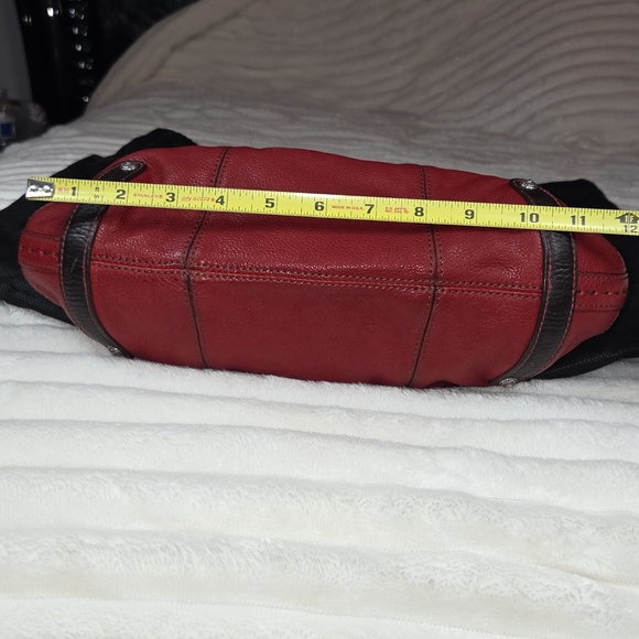 BRIGHTON RED And BLACK Pebbled Leather Silver Hardware Vintage Handbag Purse EUC - Picture 15 of 15